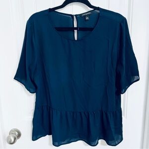 Banana Republic Peplum Blouse | Navy | Size L | EUC